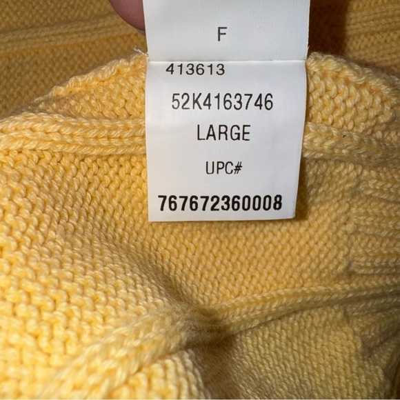 NWT ARROW MENS SIZE LARGE SUNNY YELLOW CREWNECK PULLOVER CABLE KNIT SWEATER - Picture 5 of 6